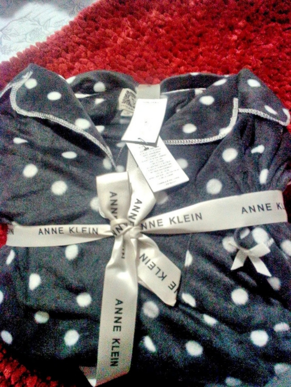 Anne Klein Polka Dot Robe in Black & White